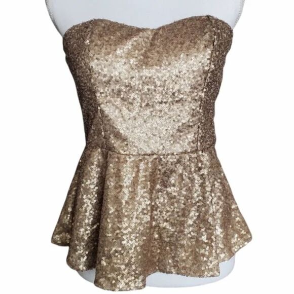 ASOS Tops - ASOS Peplum Sequence Strapless Top Size 10